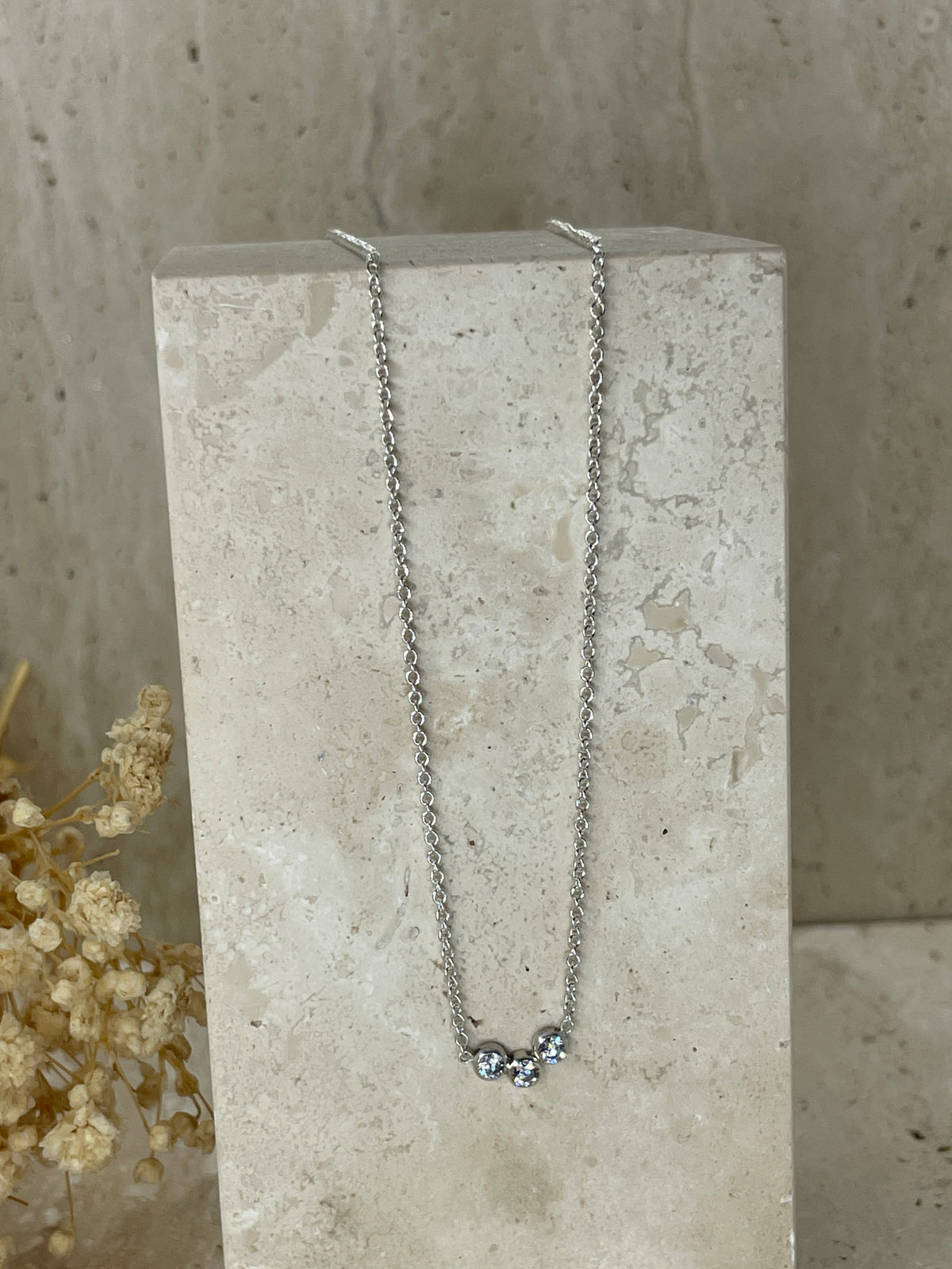 Silver Trilogy CZ Necklace