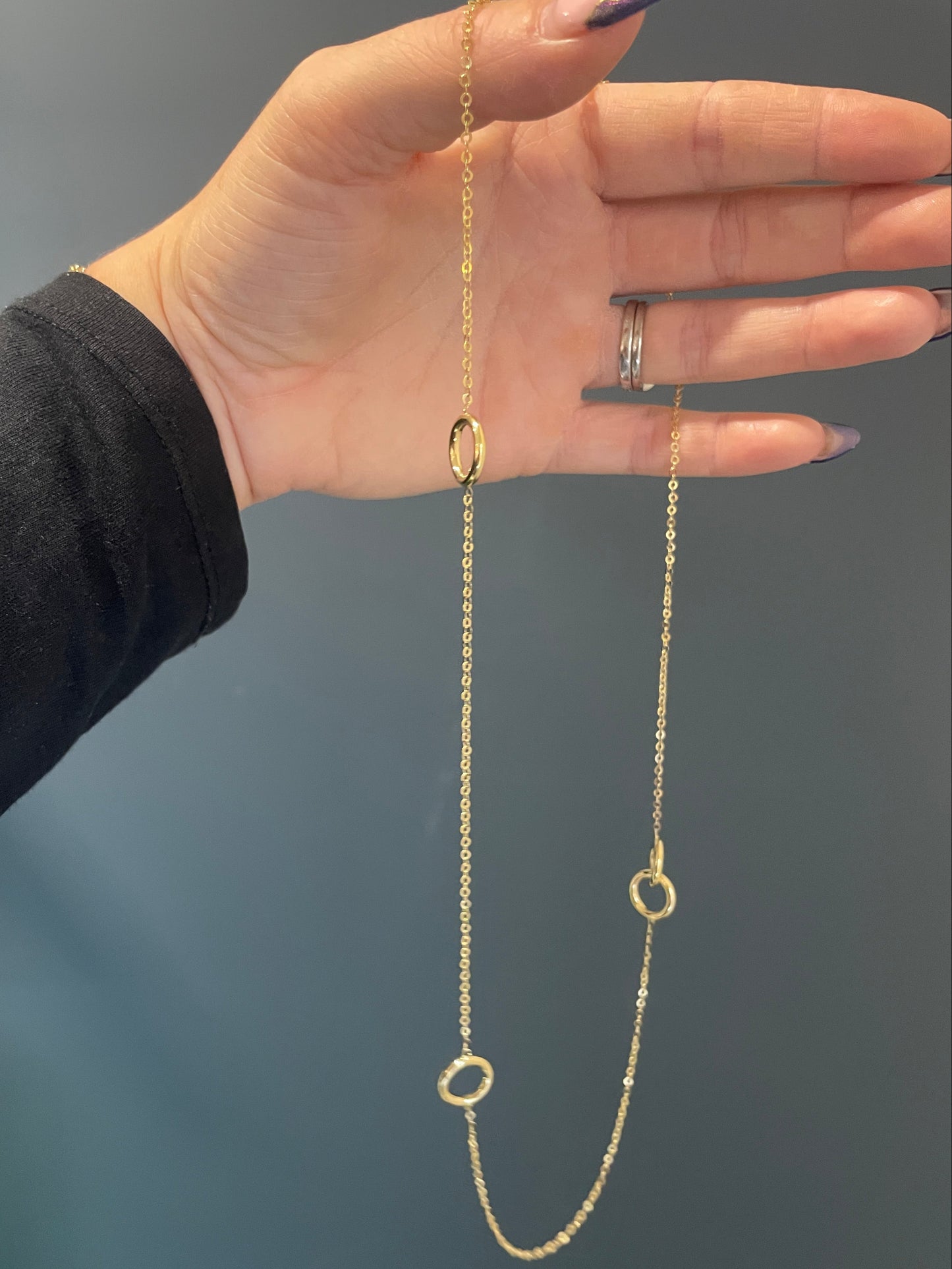 9ct Yellow Gold Irregular Station Necklace
