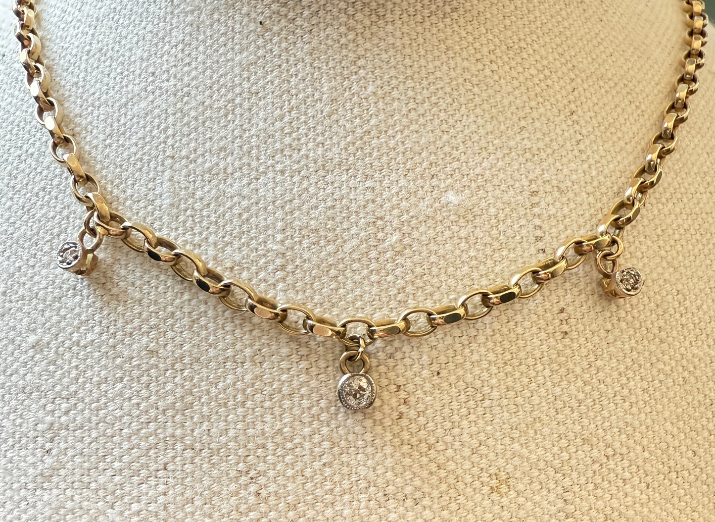 9ct Yellow Gold 3 Diamond Necklace