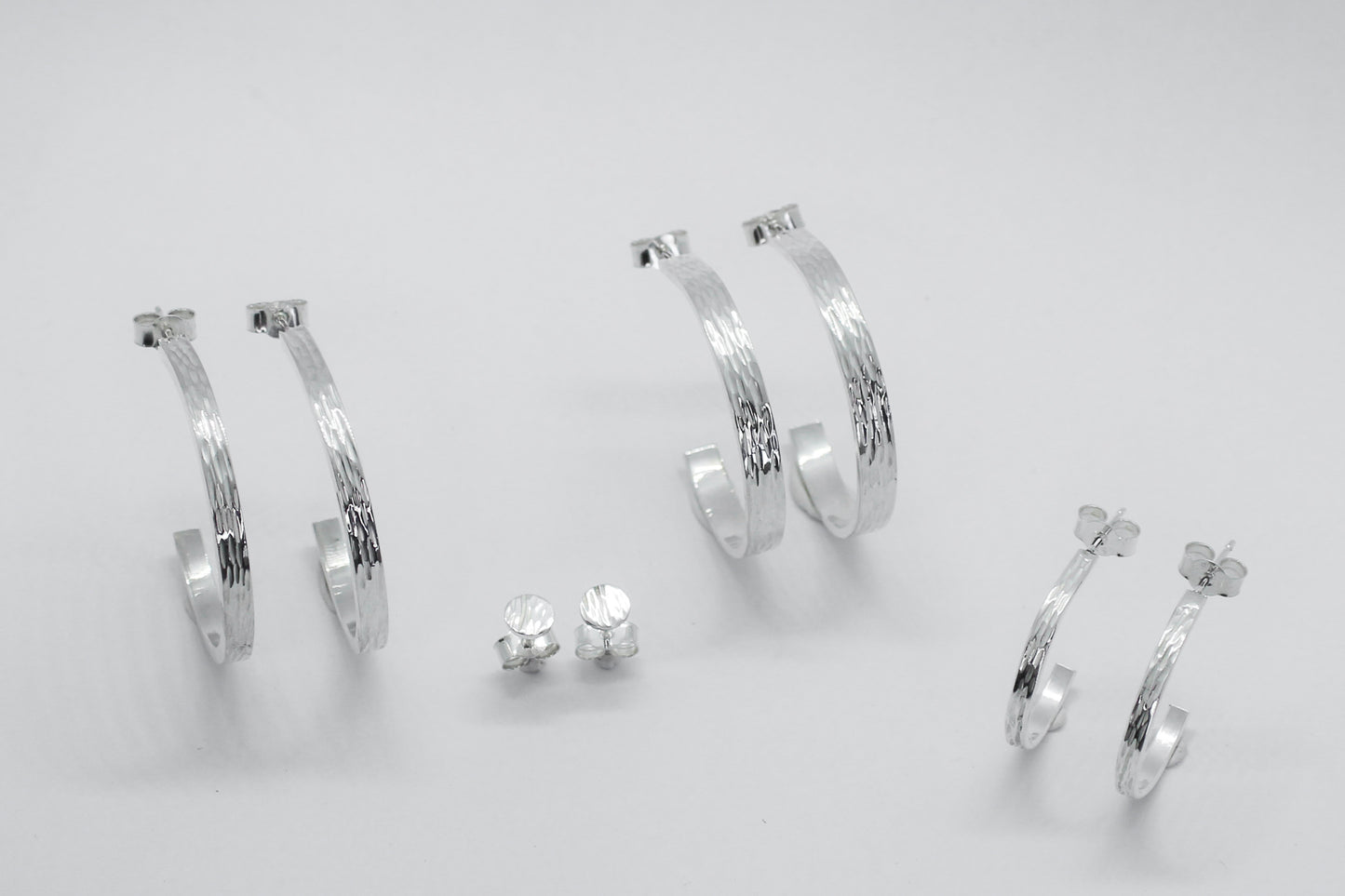 Mini Silver Ripple Hoops
