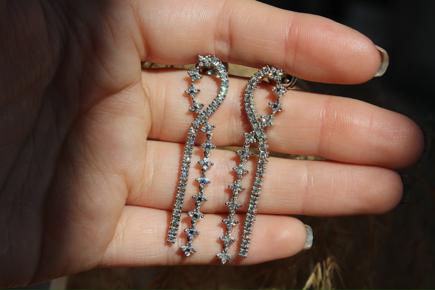 Diamond dropper earrings