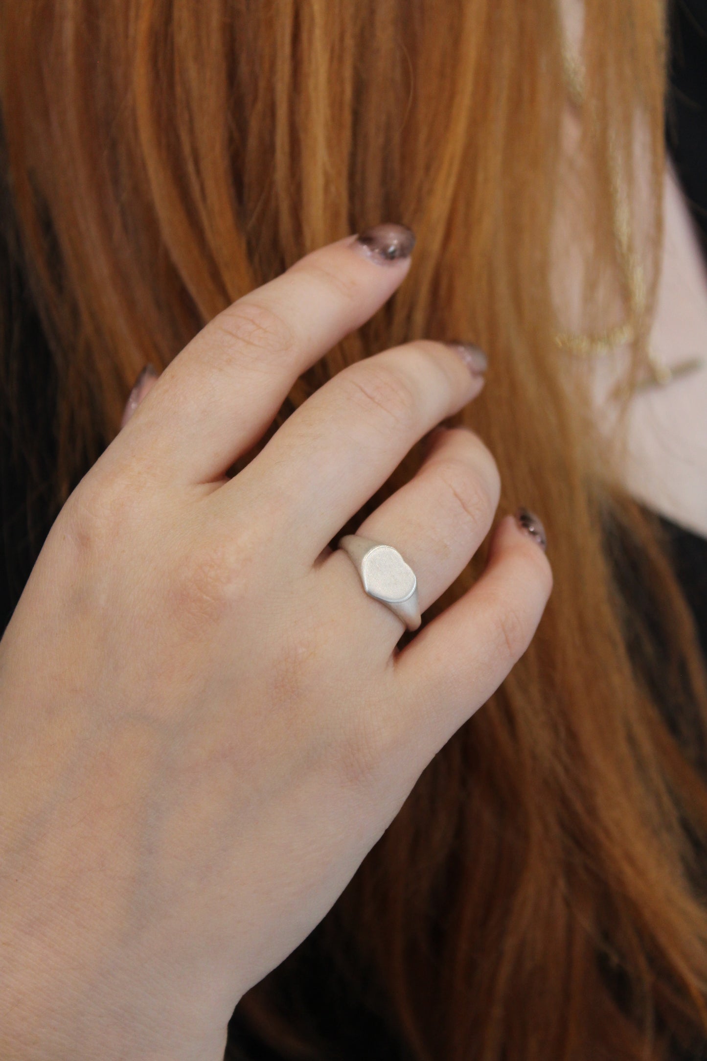 Silver Heart Signet Ring