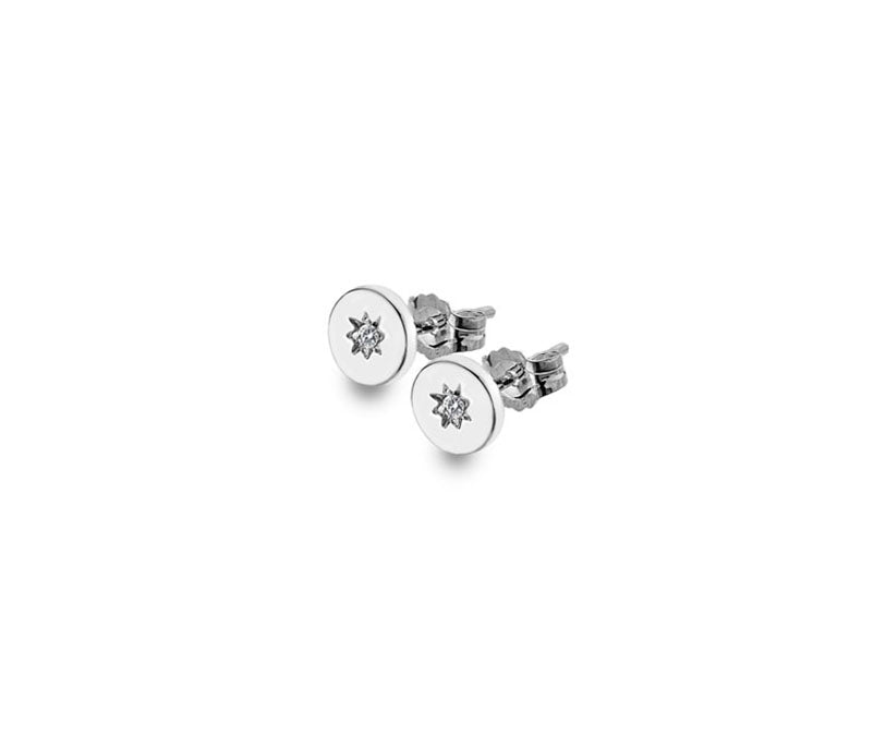 silver heritage diamond set circle stud earring