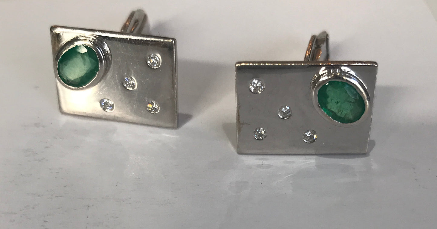 Emerald Cufflinks into Earrings