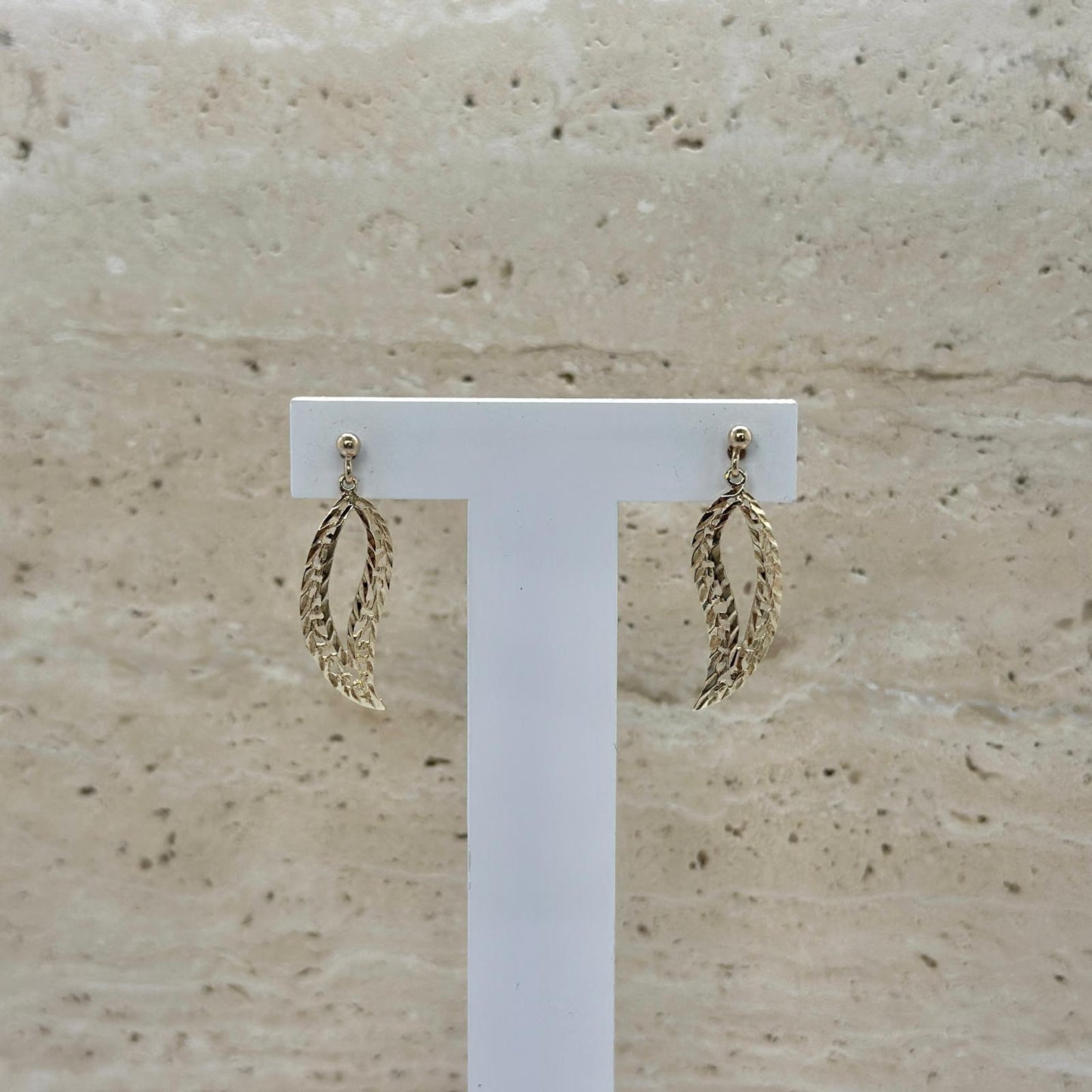 9ct Gold Leafy Drop Studs