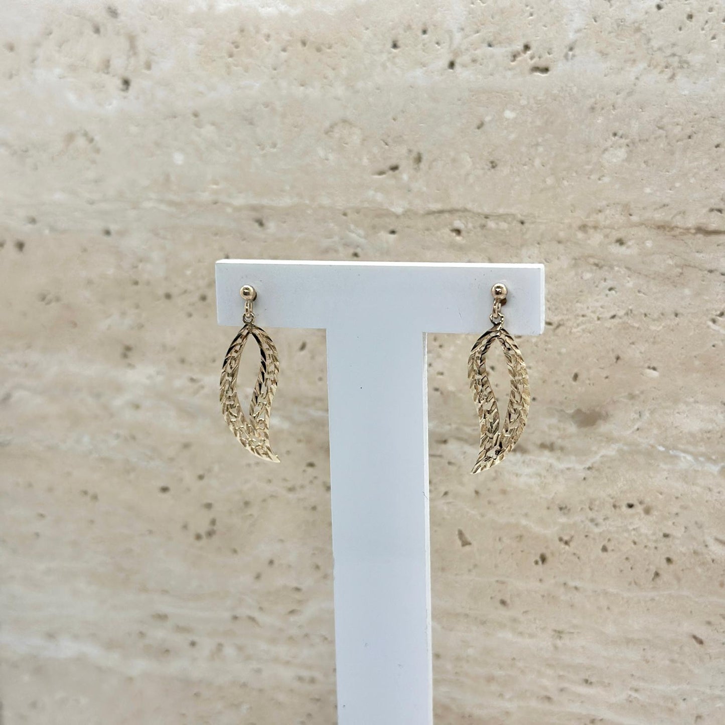 9ct Gold Leafy Drop Studs