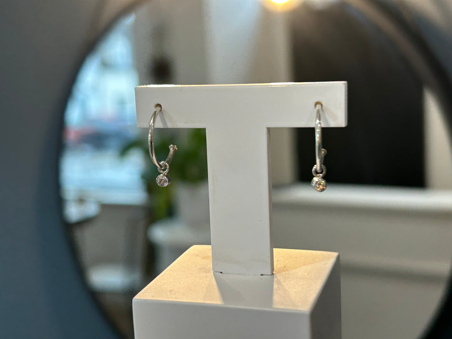 CZ Dot Silver Earrings
