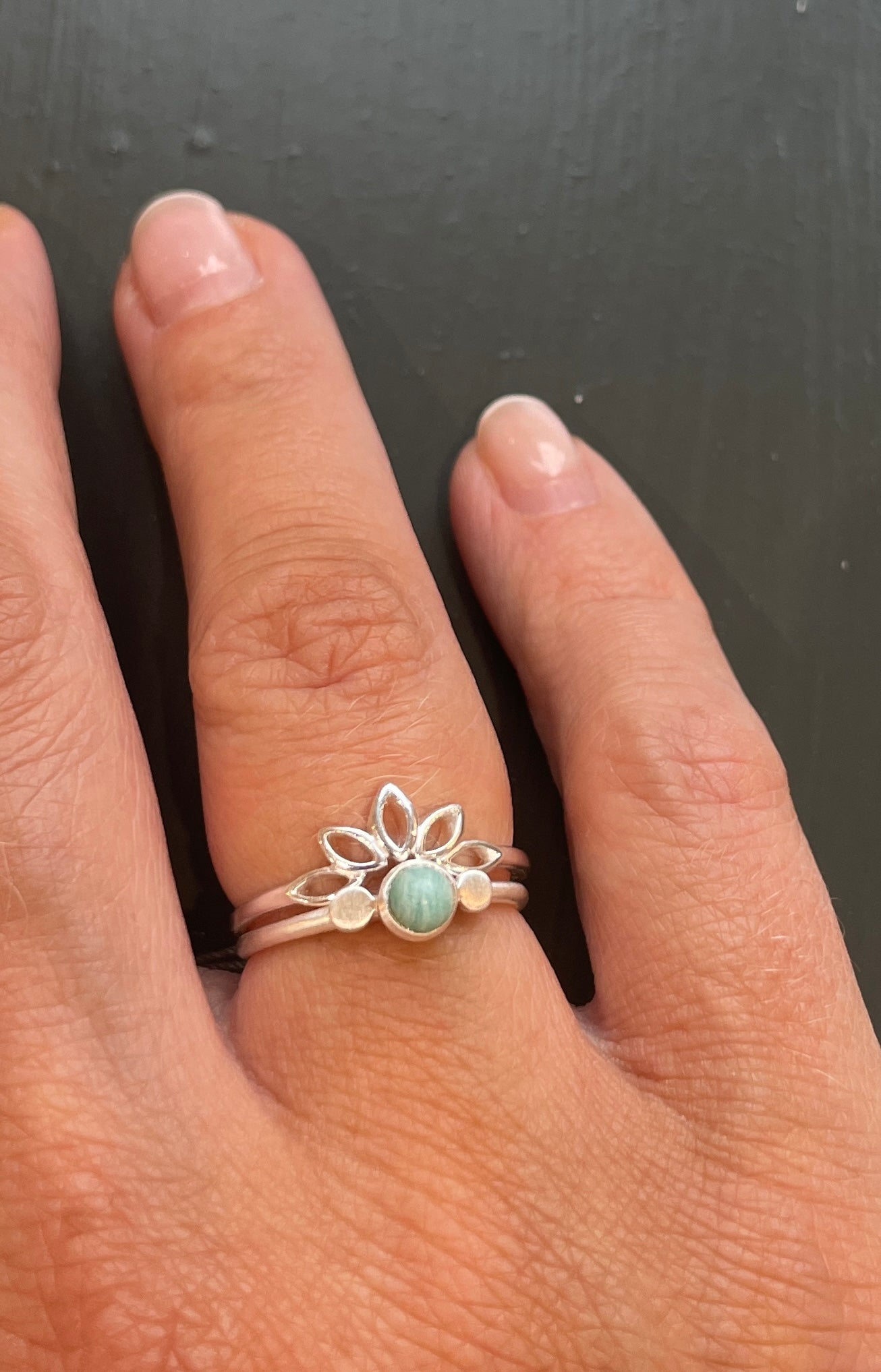 Lotus Flower Stacker ring in silver