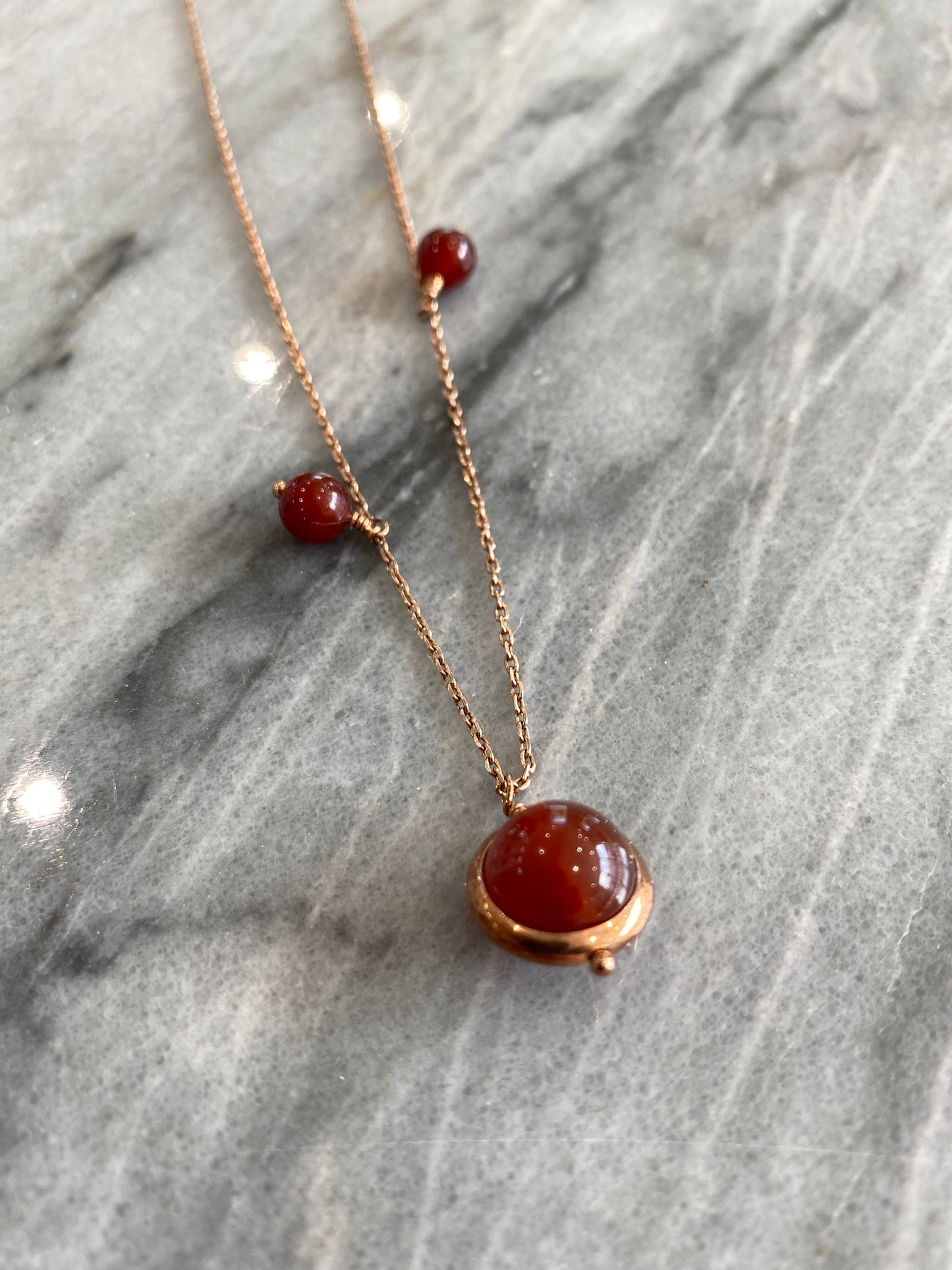 Celestial Necklace with Rose Gold Vermeil and Red Onyx