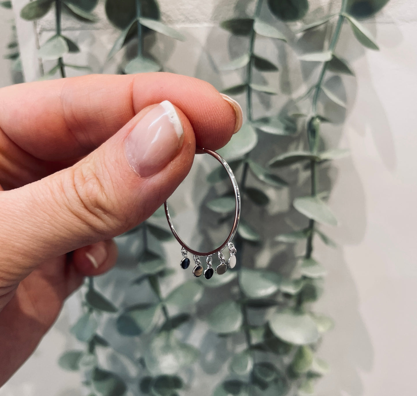 Dotty silver hoop earrings