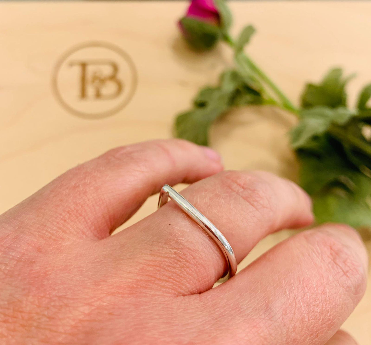 Silver Geo Simple Pear Ring