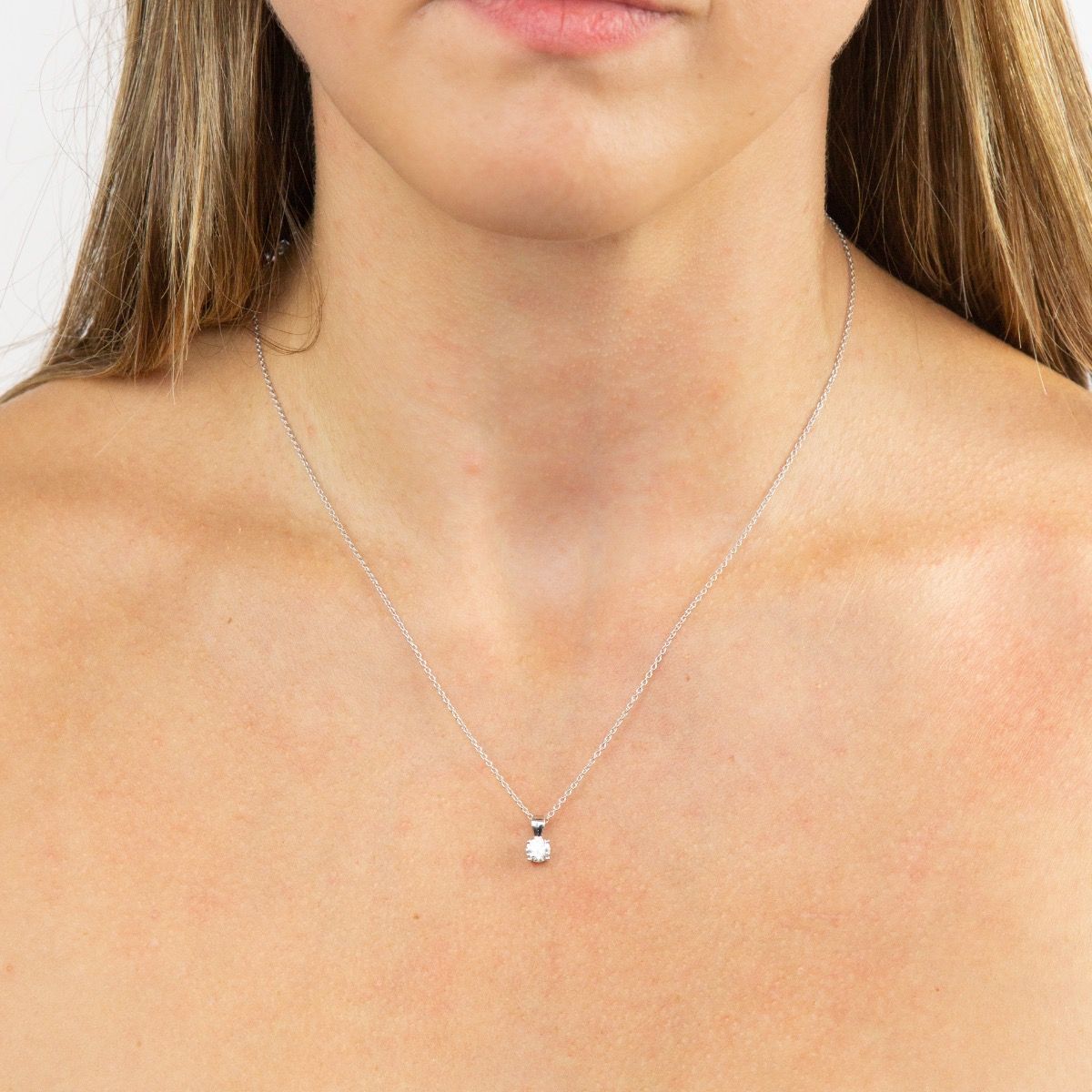 Four Claw Solitaire Necklace 0.50ct Cubic Zirconia