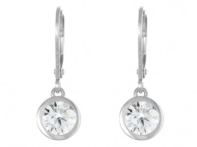 Silver Rhodium Plated Cubic Zirconia Dropper Earrings