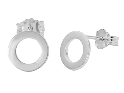 Open Circle Stud Earrings in Sterling Silver