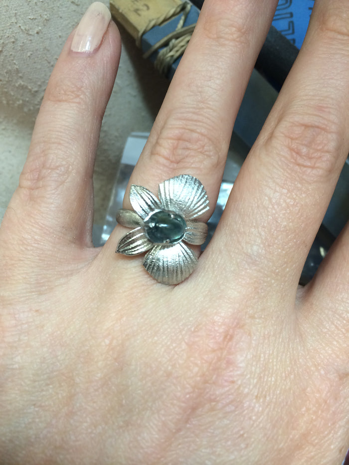 A Bespoke Platinum Orchid Sapphire Engagement Ring