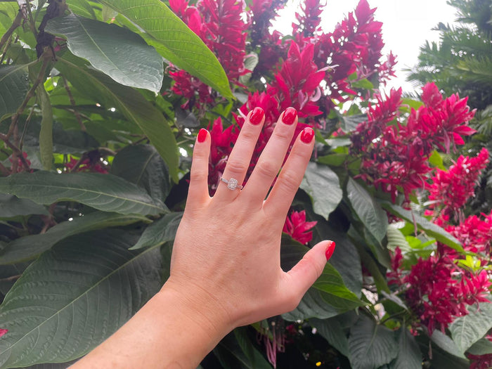 White Gold & Diamond Halo Engagement Ring