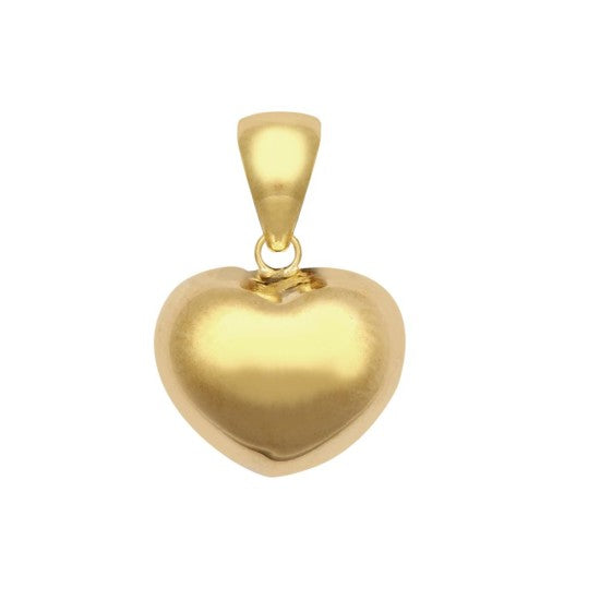 Puffed Heart Ashes Pendant Charm in 9ct Yellow Gold