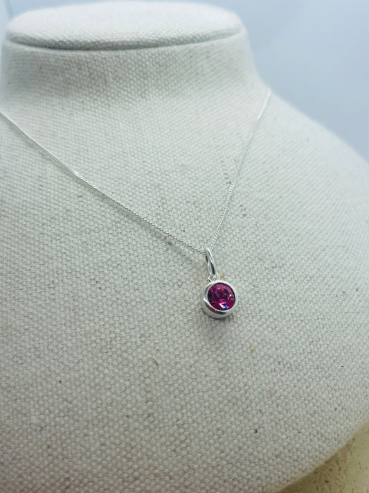 Crystal Rubover Birthstone Necklace