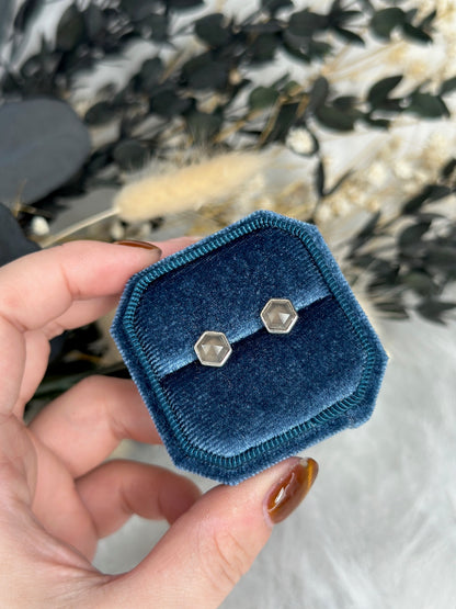 Hexagonal Grey Moonstone Harmony Earrings in Sterling Silver