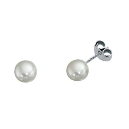 White pearl stud earrings