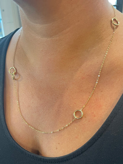 9ct Yellow Gold Irregular Station Necklace