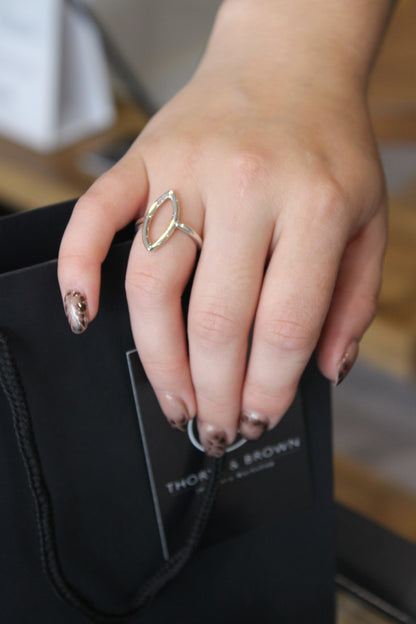 Silver Geo Navette ring