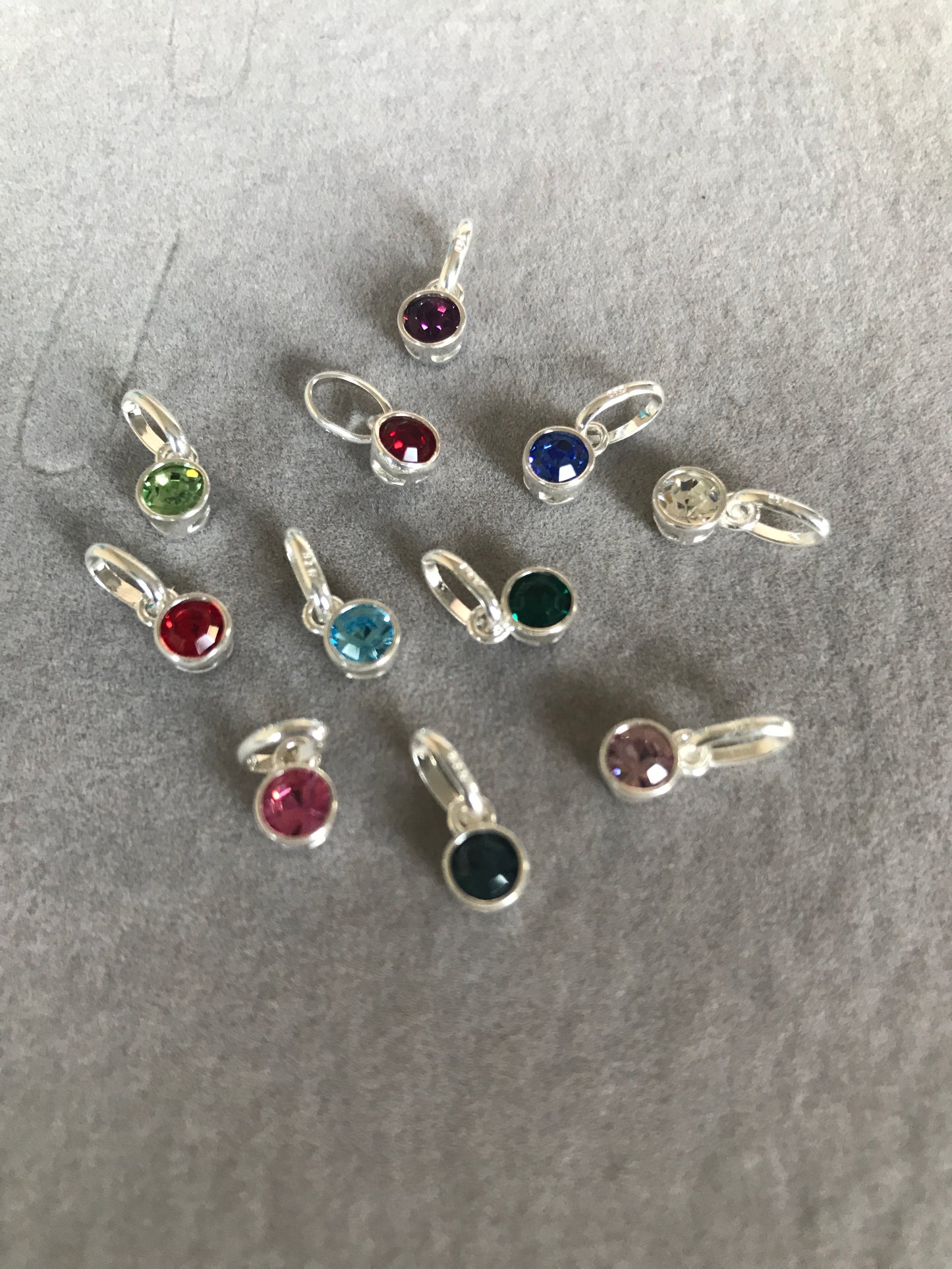Sterling silver birthstone charms