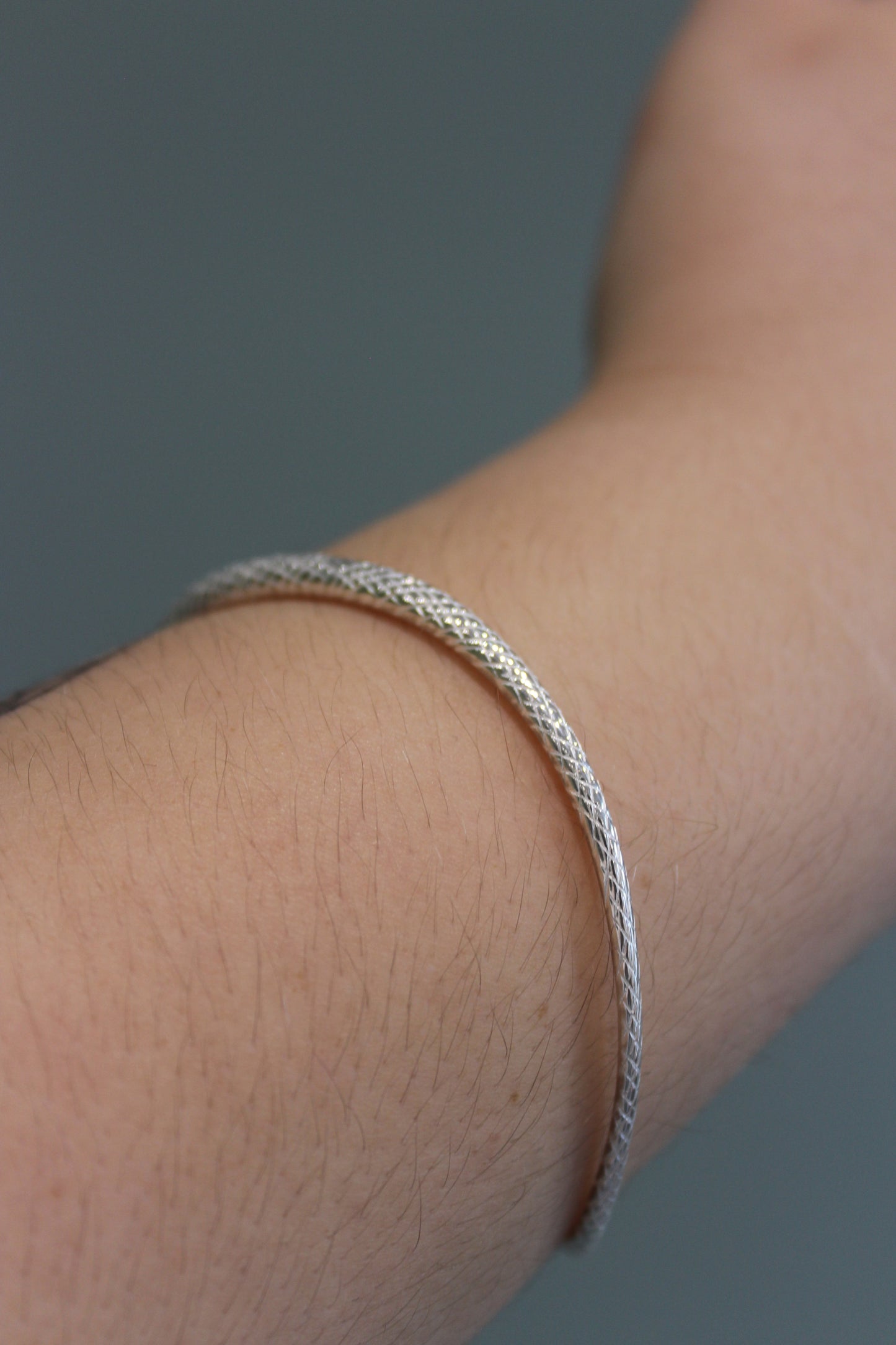 Silver Snake Patterned Bangle