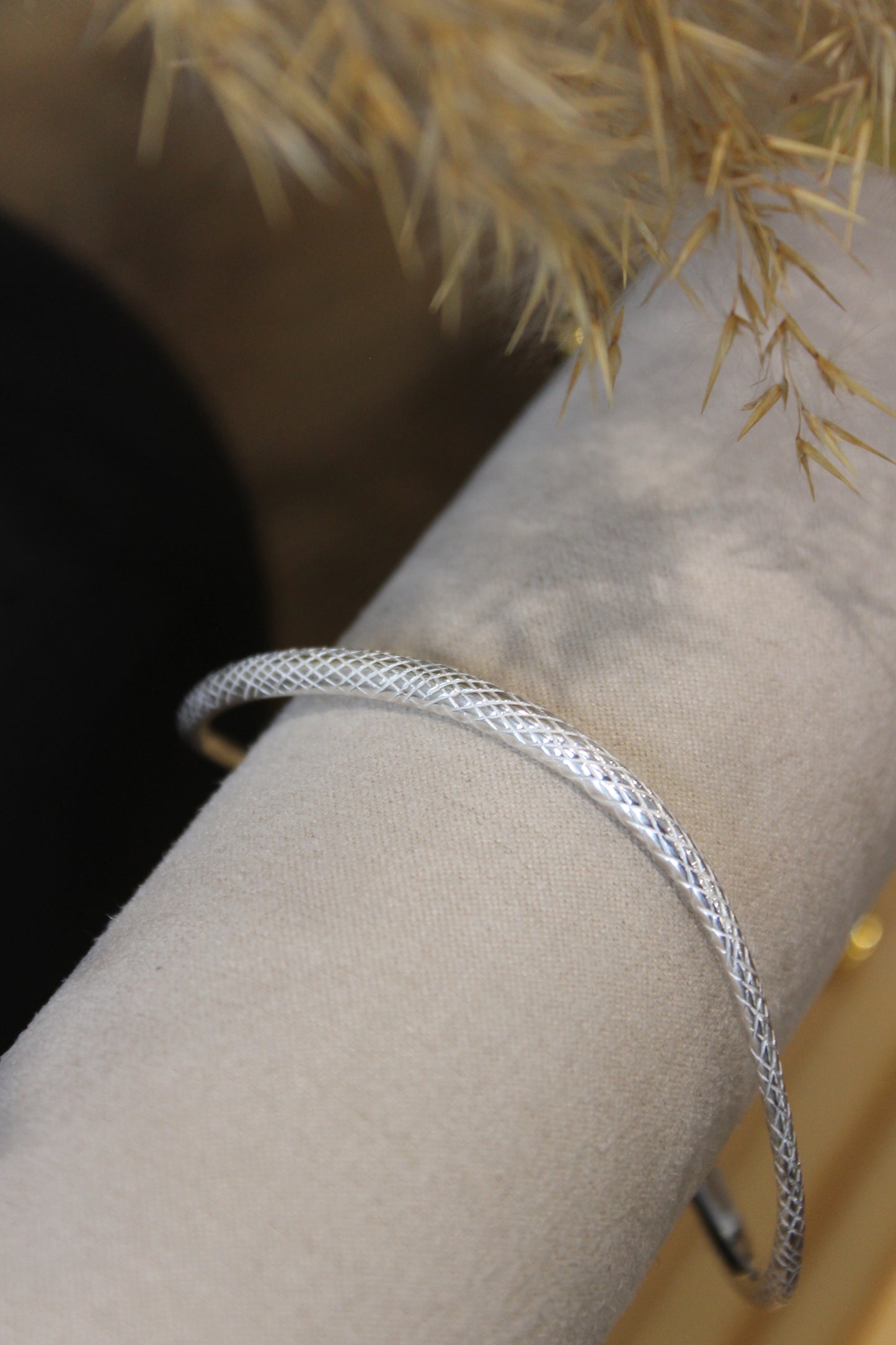 Silver Snake Patterned Bangle