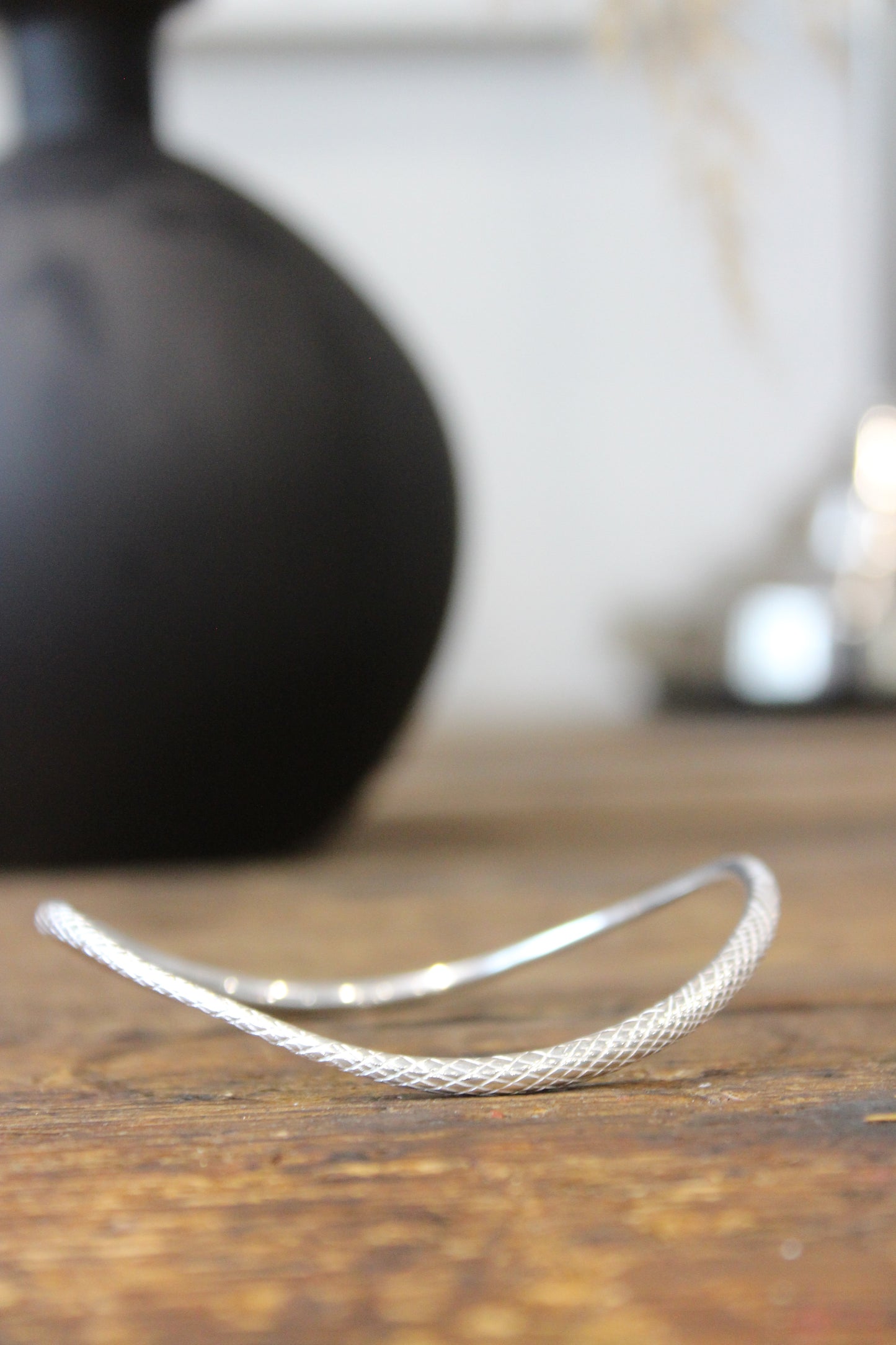 Silver Snake Patterned Bangle