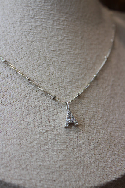 Sterling Silver CZ Initial Necklace