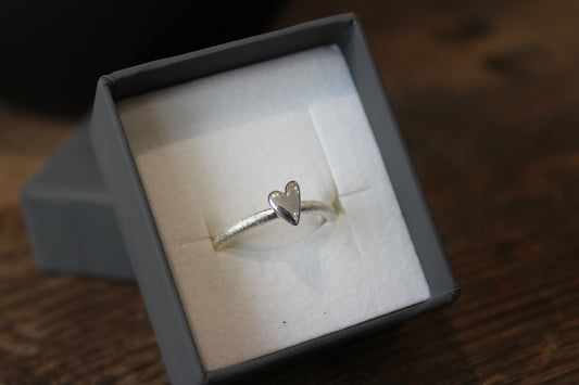 Silver Textured Heart Ring
