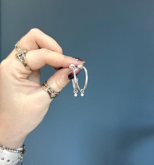 CZ Dot Silver Earrings