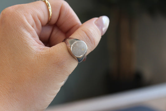 Large Oval Memorial Signet Ring with Clay