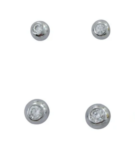 Silver CZ Bead Earrings