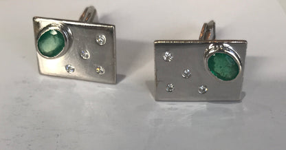 Emerald Cufflinks into Earrings