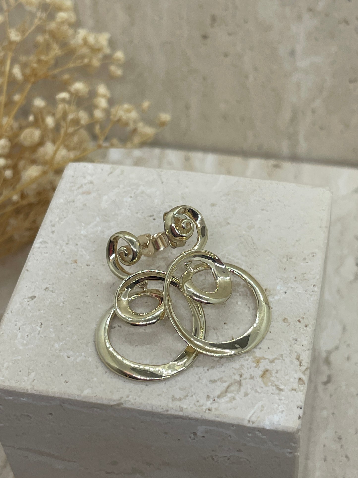 9ct Yellow Gold Swirl Drop Earrings