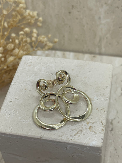 9ct Yellow Gold Swirl Drop Earrings