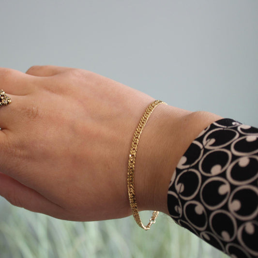 9ct Yellow Gold Double Curb Chain Bracelet