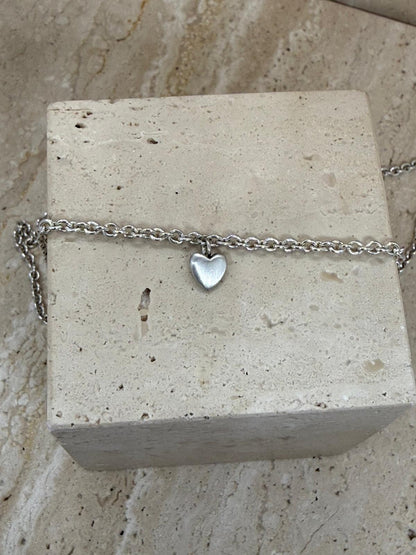 Silver Heart Choker Necklace