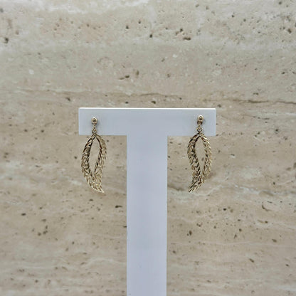 9ct Gold Leafy Drop Studs