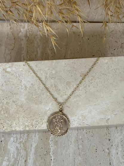 9ct Gold St Christopher Pendant and Chain