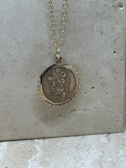 9ct Gold St Christopher Pendant and Chain