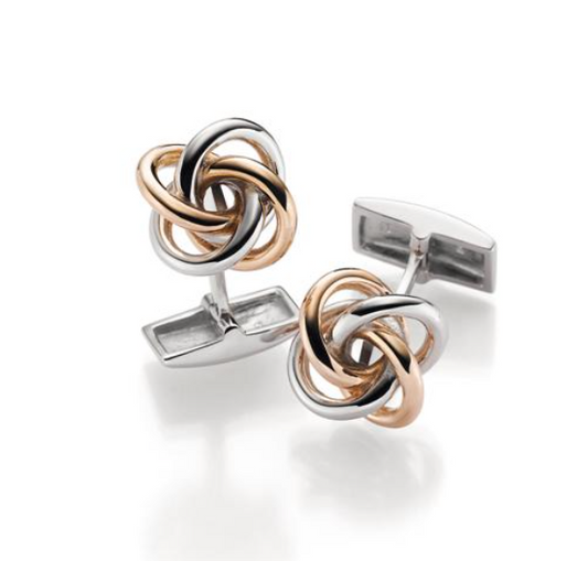 Gulldia Mann Silver and Rose Gold Plated Knotted Cufflinks
