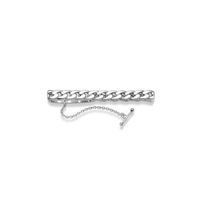 Gulldia Mann Silver Curb Chain Design Tie Slide