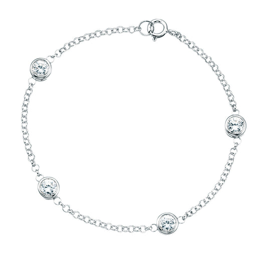 Round CZ and Silver rub over bracelet