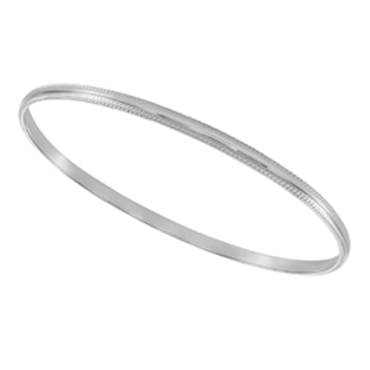 Silver beaded edge stacker bangle