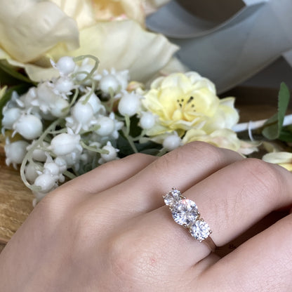 Silver 3 Stone CZ Ring