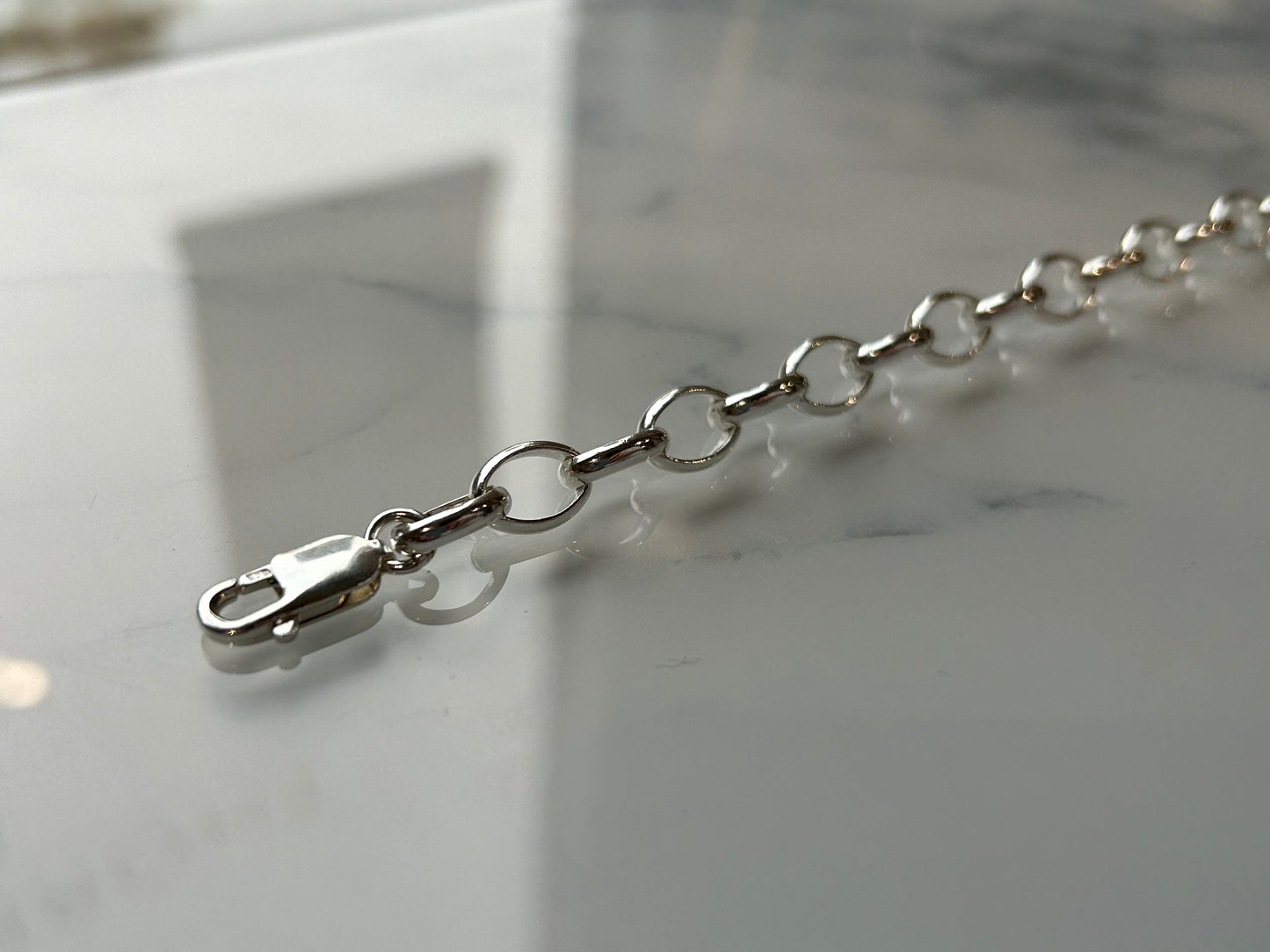 Silver Oval Belcher Style Bracelet