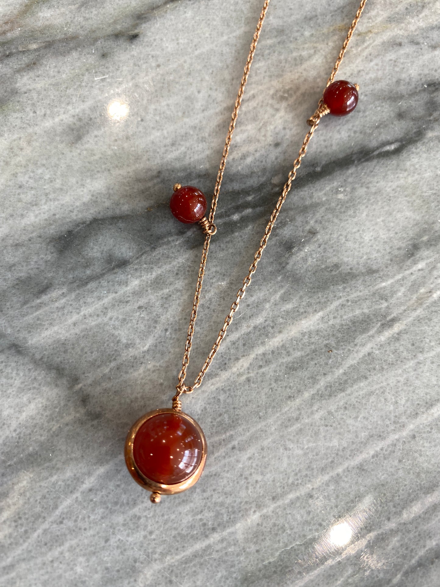 Celestial Necklace with Rose Gold Vermeil and Red Onyx